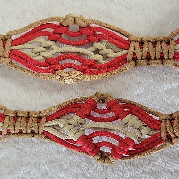 Vintage Boho 70's Macrame Belts. One With Beads And Tie Close, One Has A Buckle - Picture 14 of 16